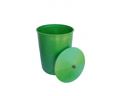 Бочка пластиковая 165 литров для воды и полива с крышкой, зеленая